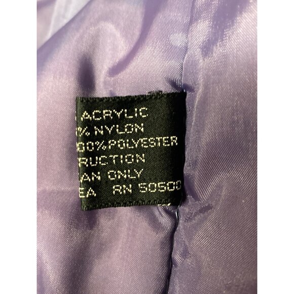 Vintage 70's Retro Knit Jacket Puff Sleeves Mock Neck Scoop Teal Blue Large - Picture 8 of 8